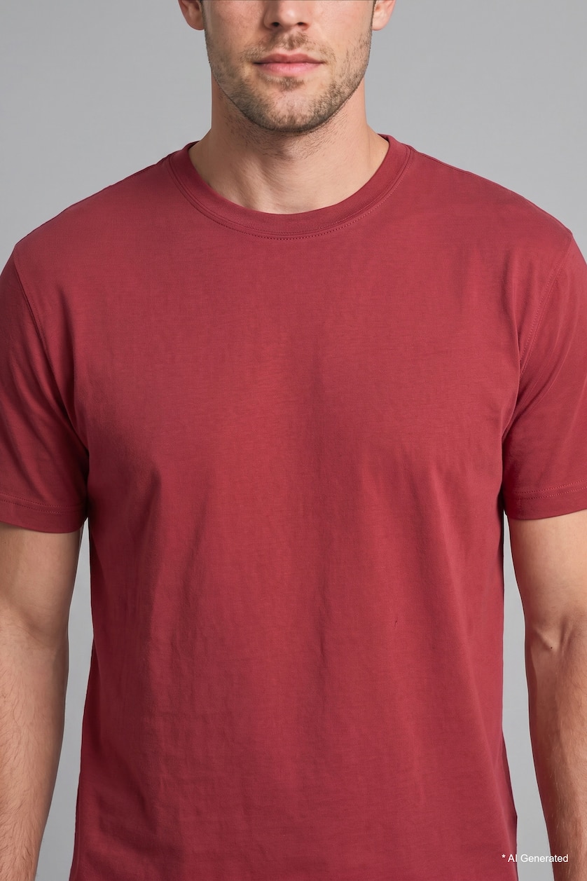 Erkek Bordo %100 Pamuk Regular Fit Bisiklet Yaka Baskılı Tişört