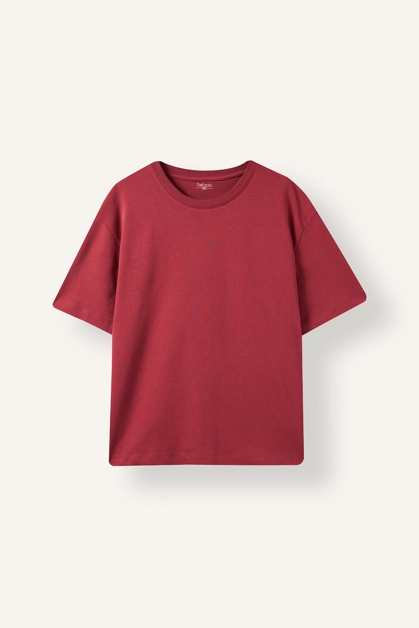 Erkek Bordo %100 Pamuk Regular Fit Bisiklet Yaka Baskılı Tişört
