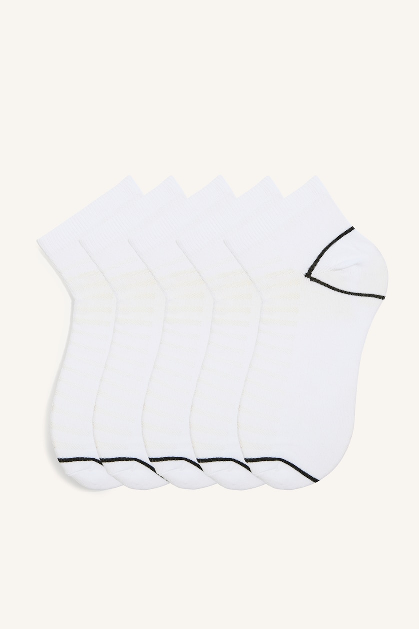 Men White 5 Piece Short Socks