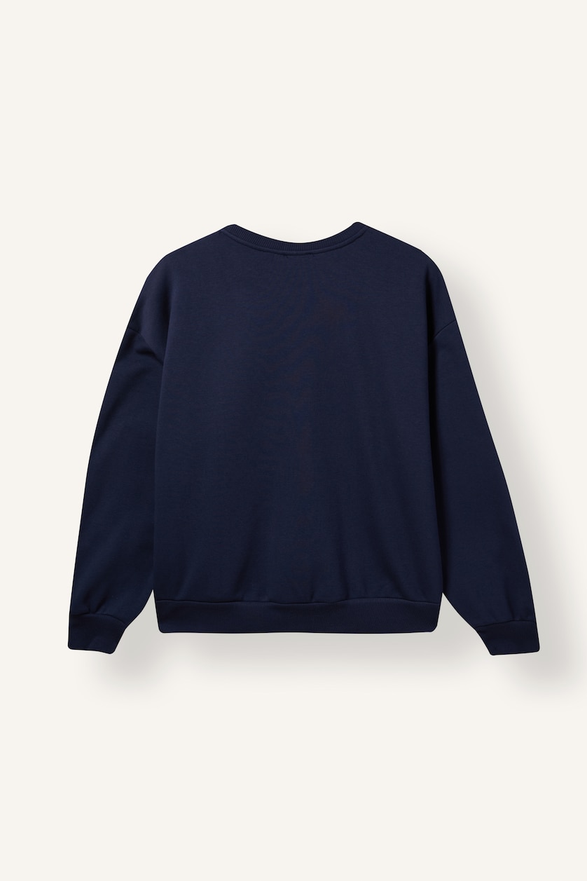 Kadın Lacivert Oversize Boston Baskılı Sweatshirt