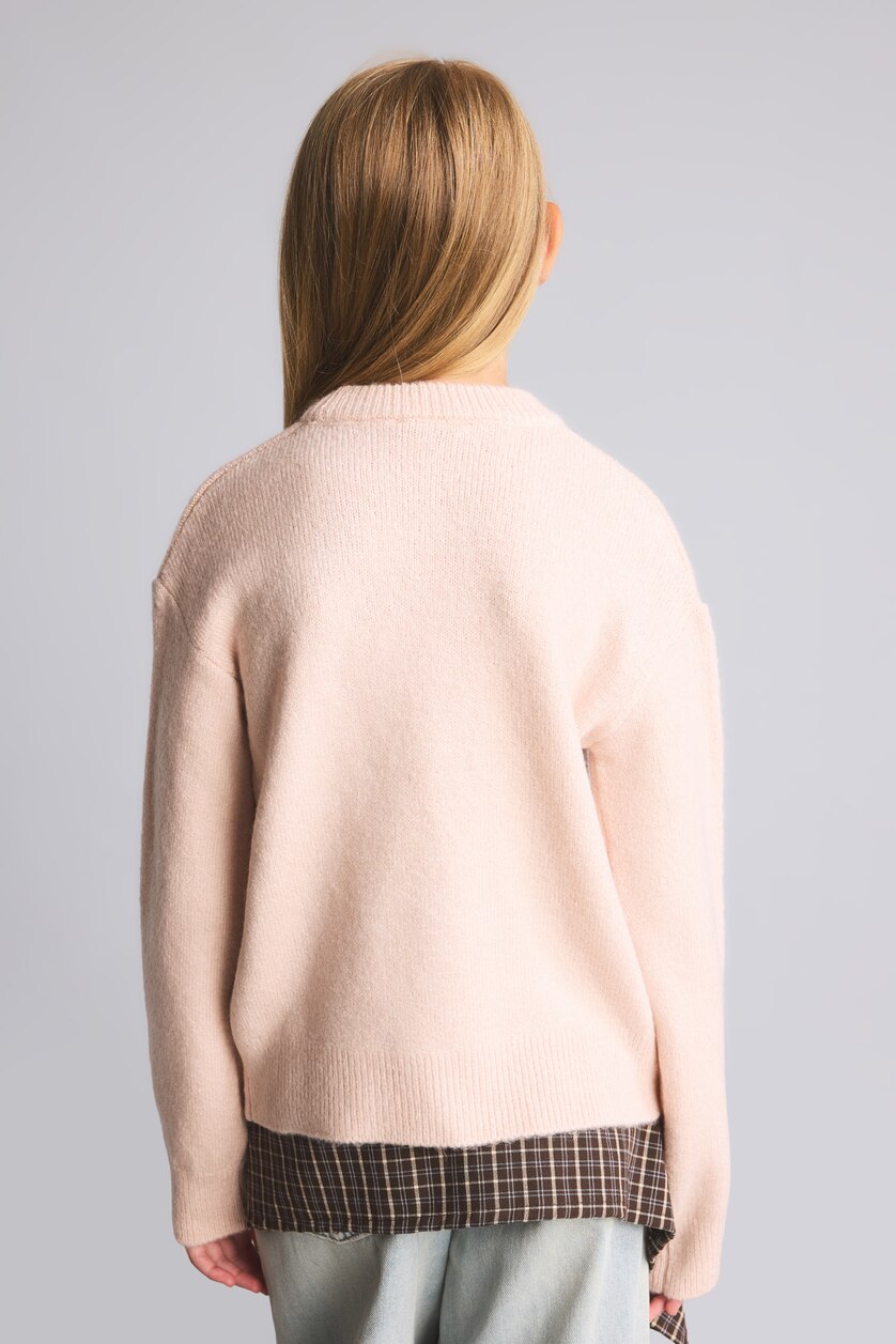 Young Girls - Teen Girls Light Pink Girl Regular Fit Animal Turtleneck Pullover