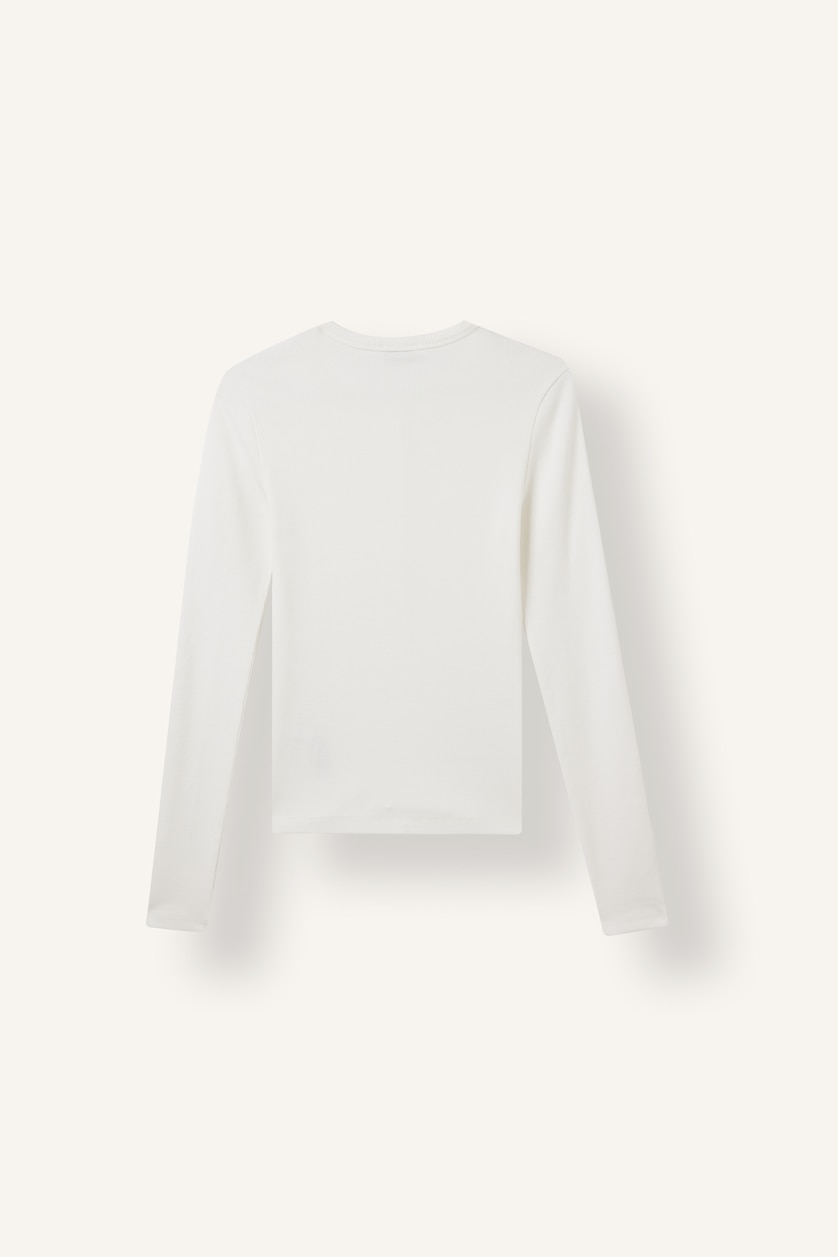 Women White Slim Fit Camisole Long Sleeve T-Shirt