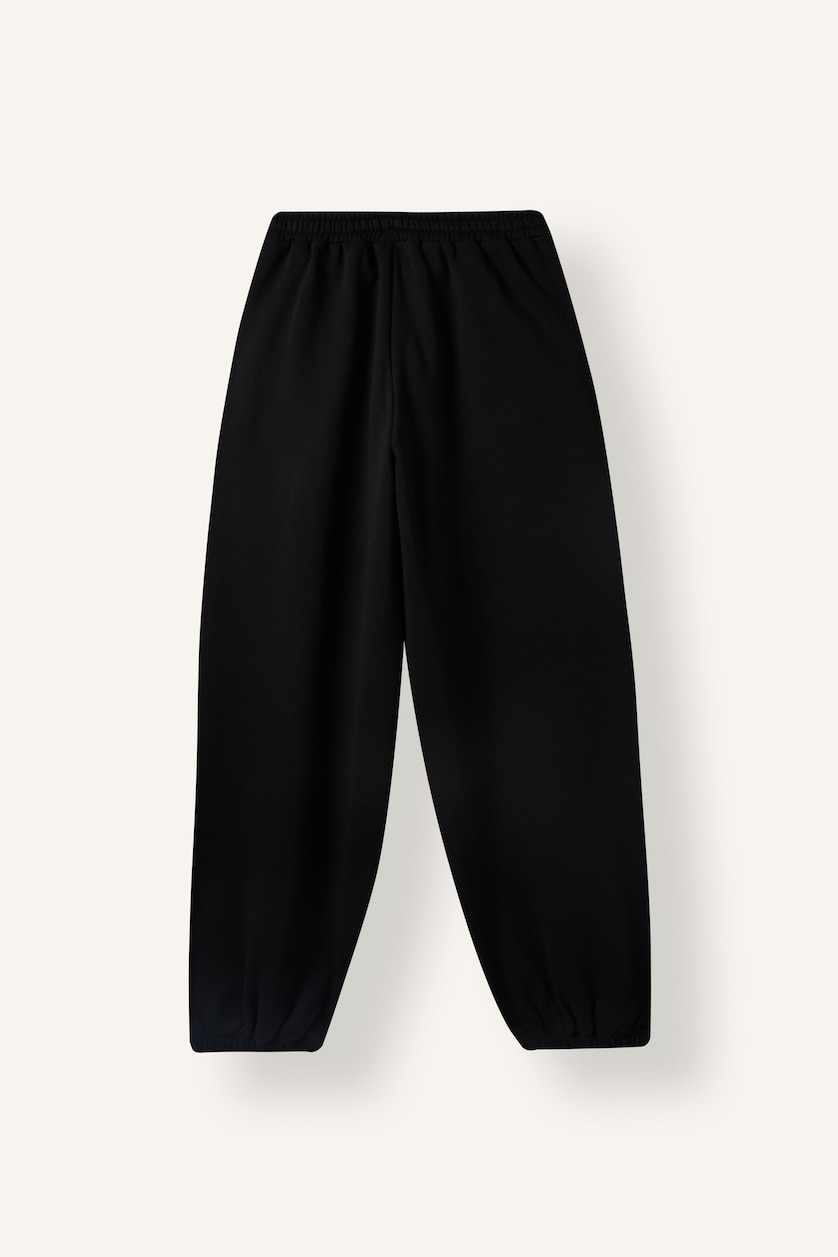 Kadın Siyah Loose Fit Beli Bağcıklı Eşofman Altı