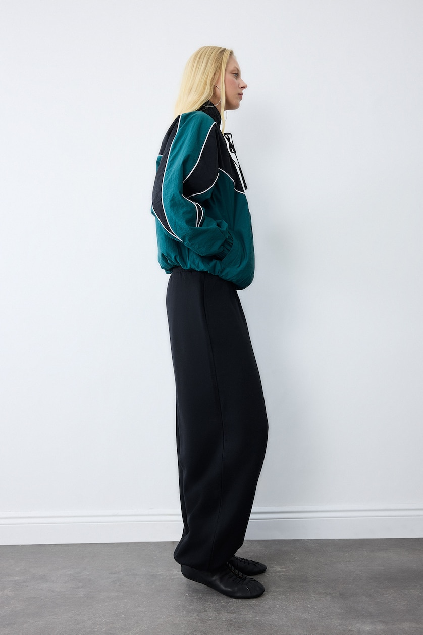 WOMAN Black Loose Fit Thick Elastic Waist Jogger Trousers