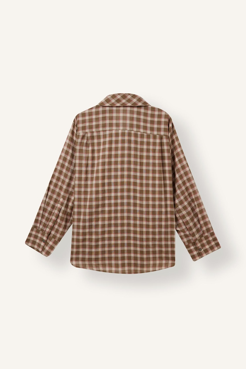 Women Khaki Oversize Fit Flanel Long Sleeve Shirt