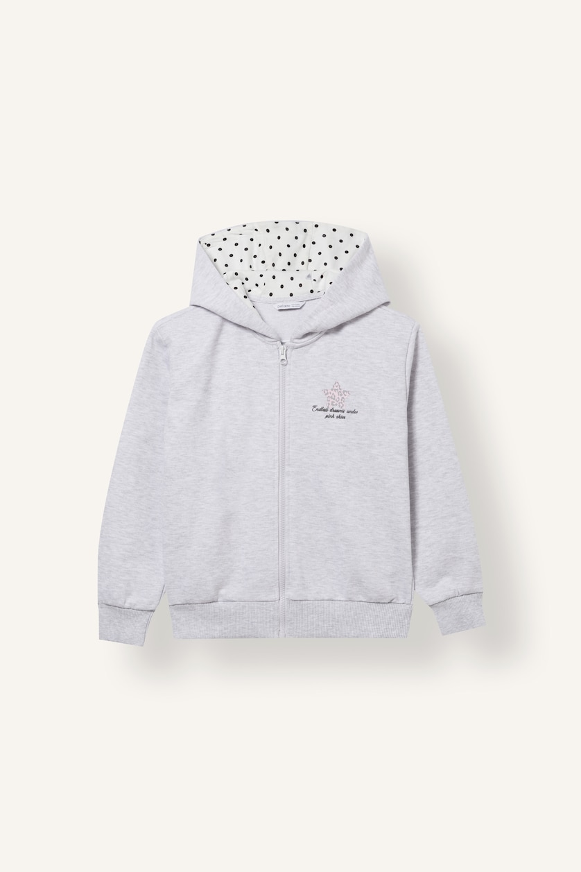Girls & Teens Light Grey Melange هودي بناتي قصة عادية بغطاء للرأس