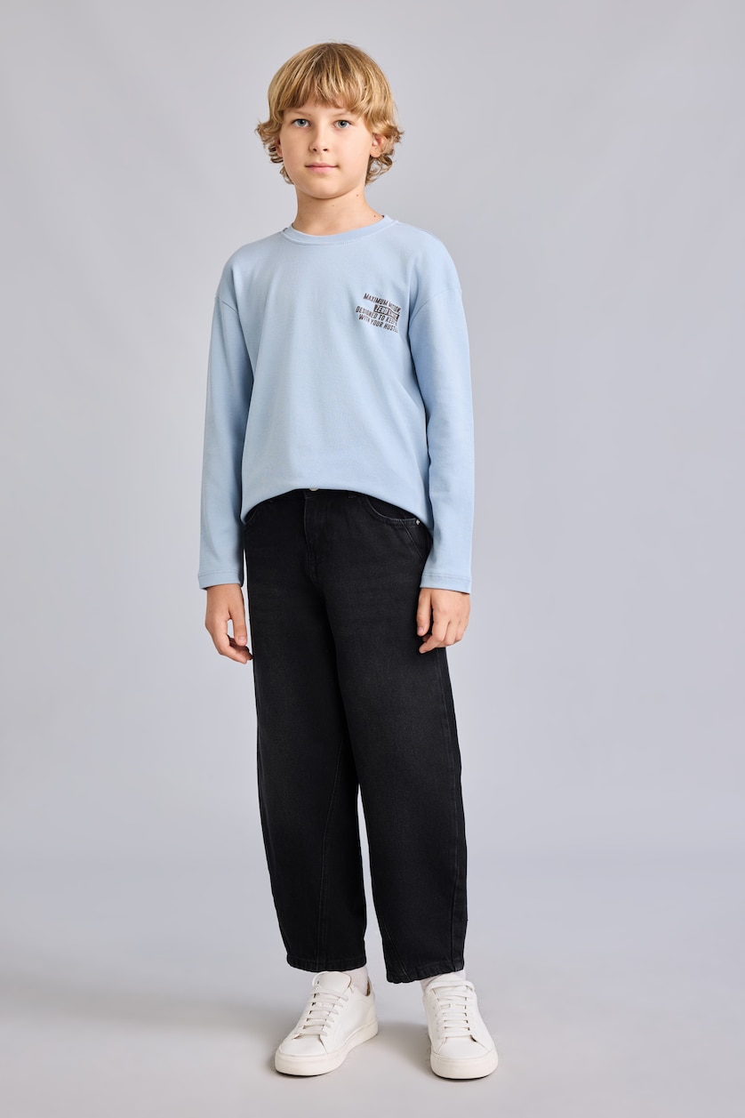 Young Boys - Teen Boys Blue Oversize Fit Long Sleeve T-Shirt