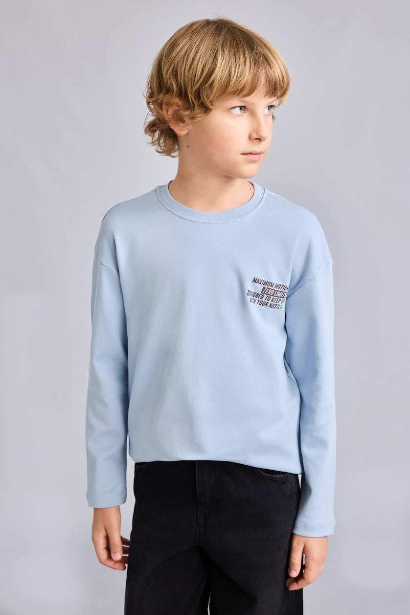 Young Boys - Teen Boys Blue Oversize Fit Long Sleeve T-Shirt