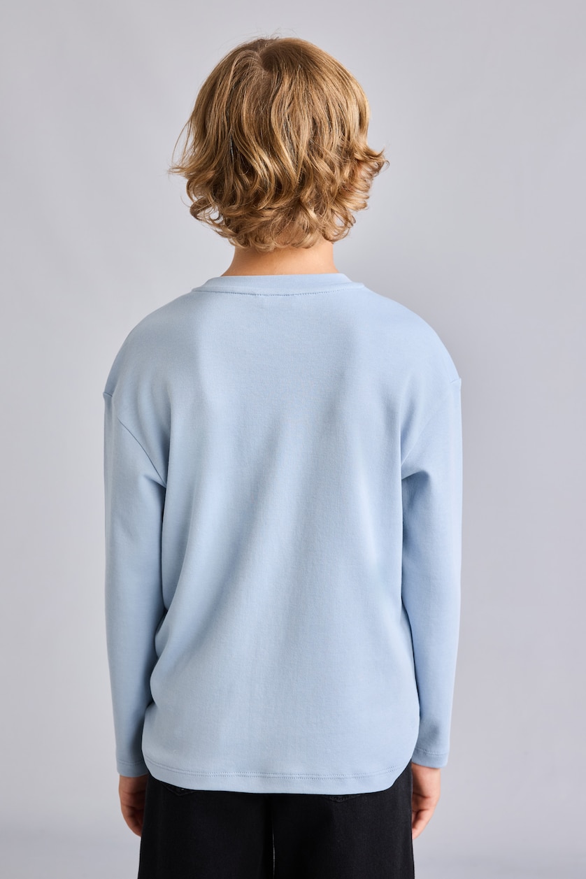 Young Boys - Teen Boys Blue Oversize Fit Long Sleeve T-Shirt