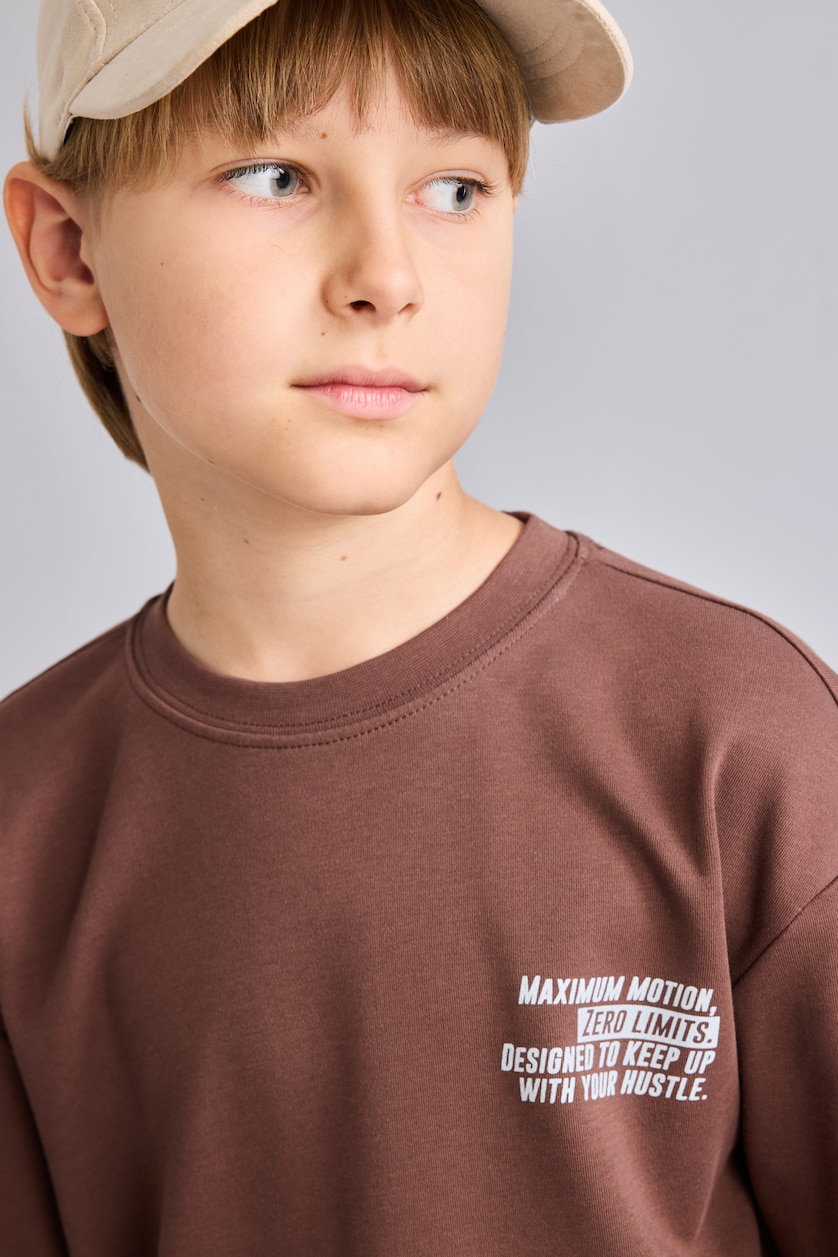 Young Boys - Teen Boys Brown Oversize Fit Long Sleeve T-Shirt