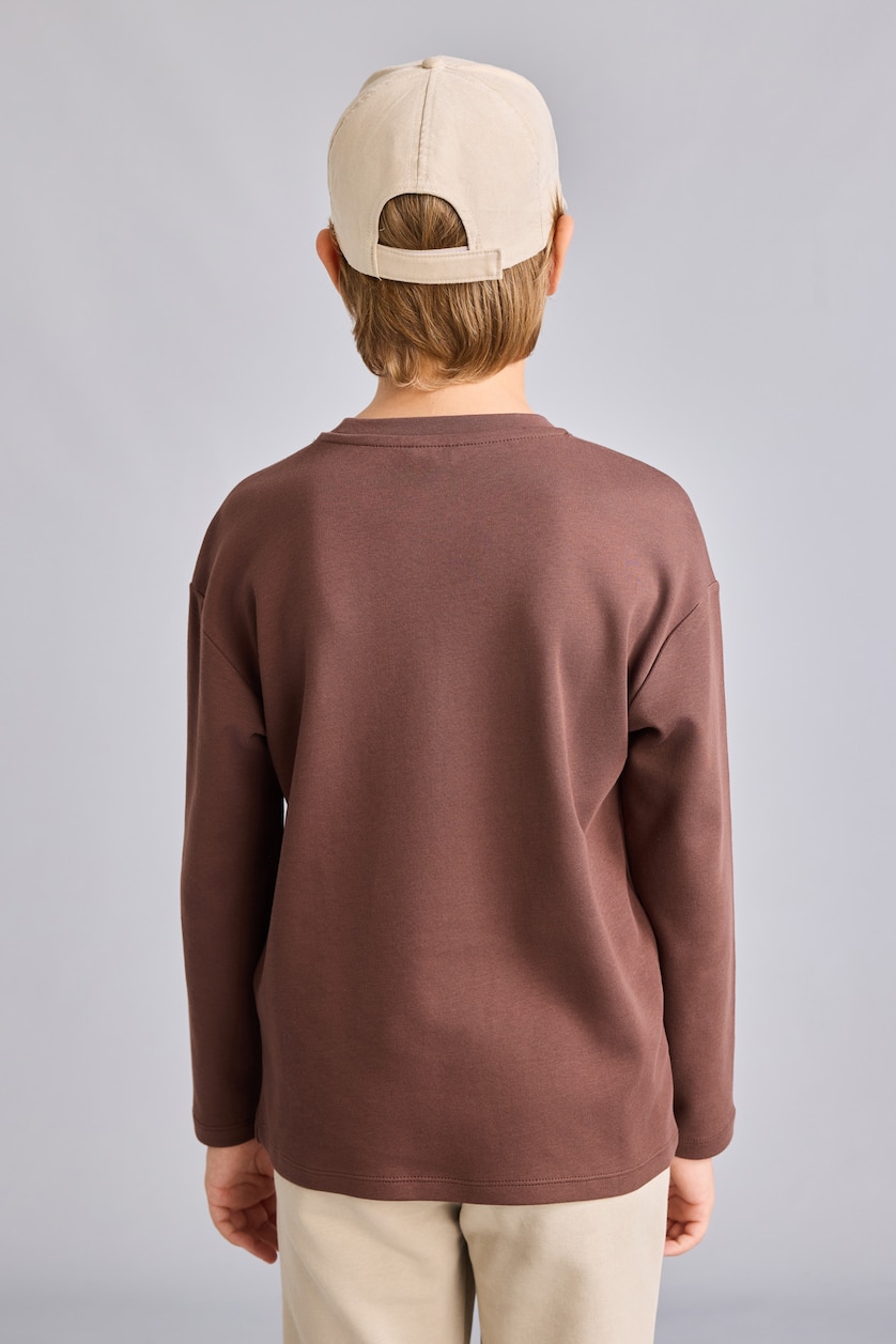 Young Boys - Teen Boys Brown Oversize Fit Long Sleeve T-Shirt
