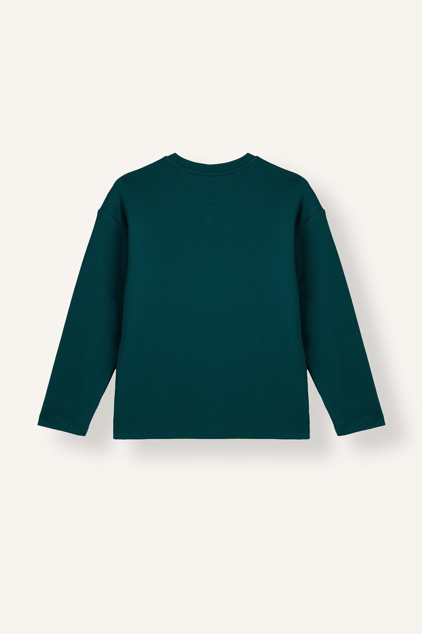 Boys & Teens Dark Green Oversize Fit Long Sleeve T-Shirt