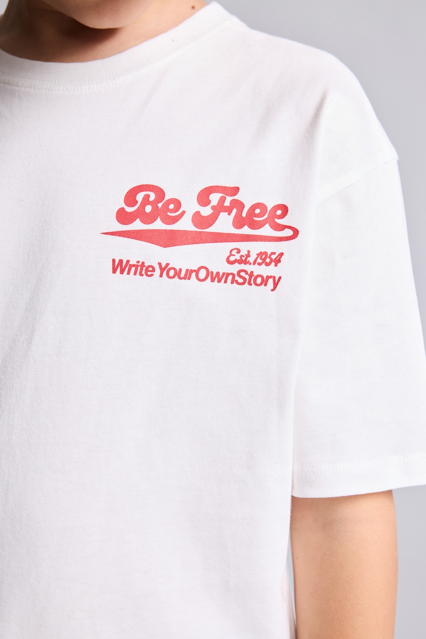 Young Boys - Teen Boys White Printed Short Sleeve T-Shirt
