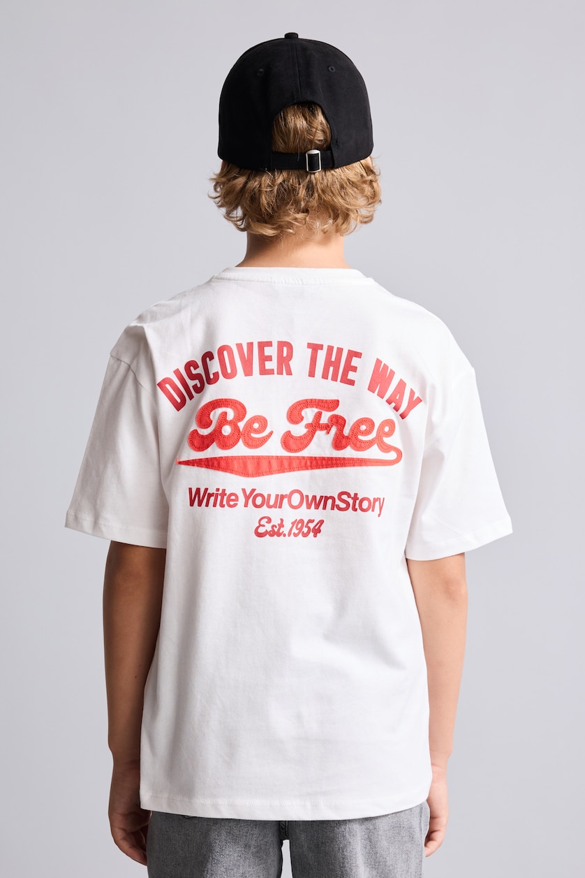 Young Boys - Teen Boys White Printed Short Sleeve T-Shirt