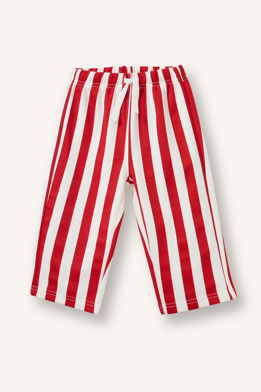 Baby Boys Red Regular Fit Striped Normal Waist Trousers