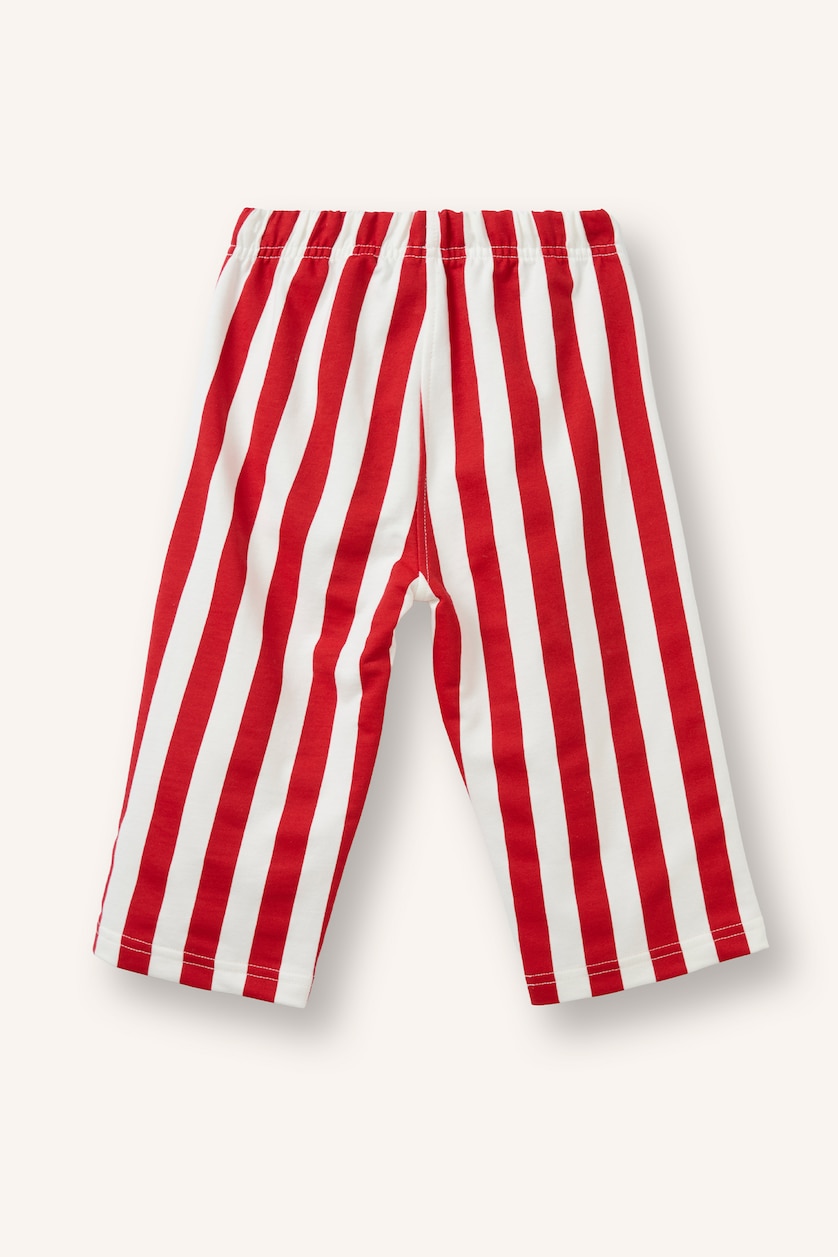 Baby Boys Red Regular Fit Striped Normal Waist Trousers