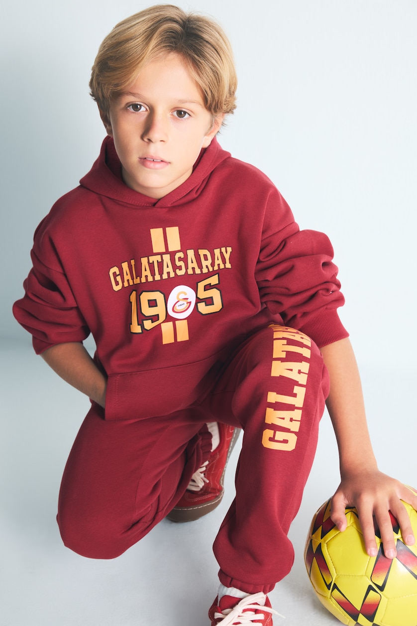 Erkek Çocuk - Genç Erkek Kırmızı Galatasaray Kapüşonlu Sweatshirt Erkek Çocuk