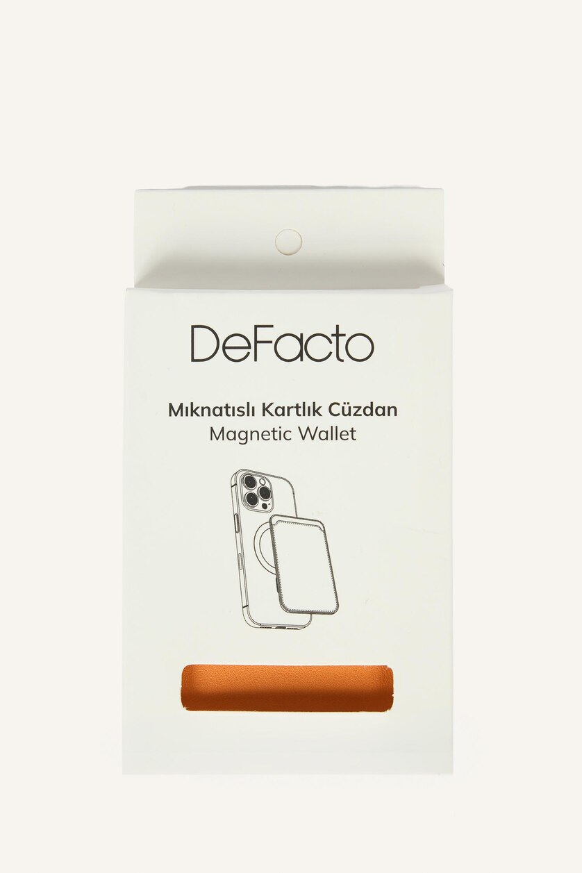 Erkek Turuncu Magsafe Unisex Suni Deri Kartlık