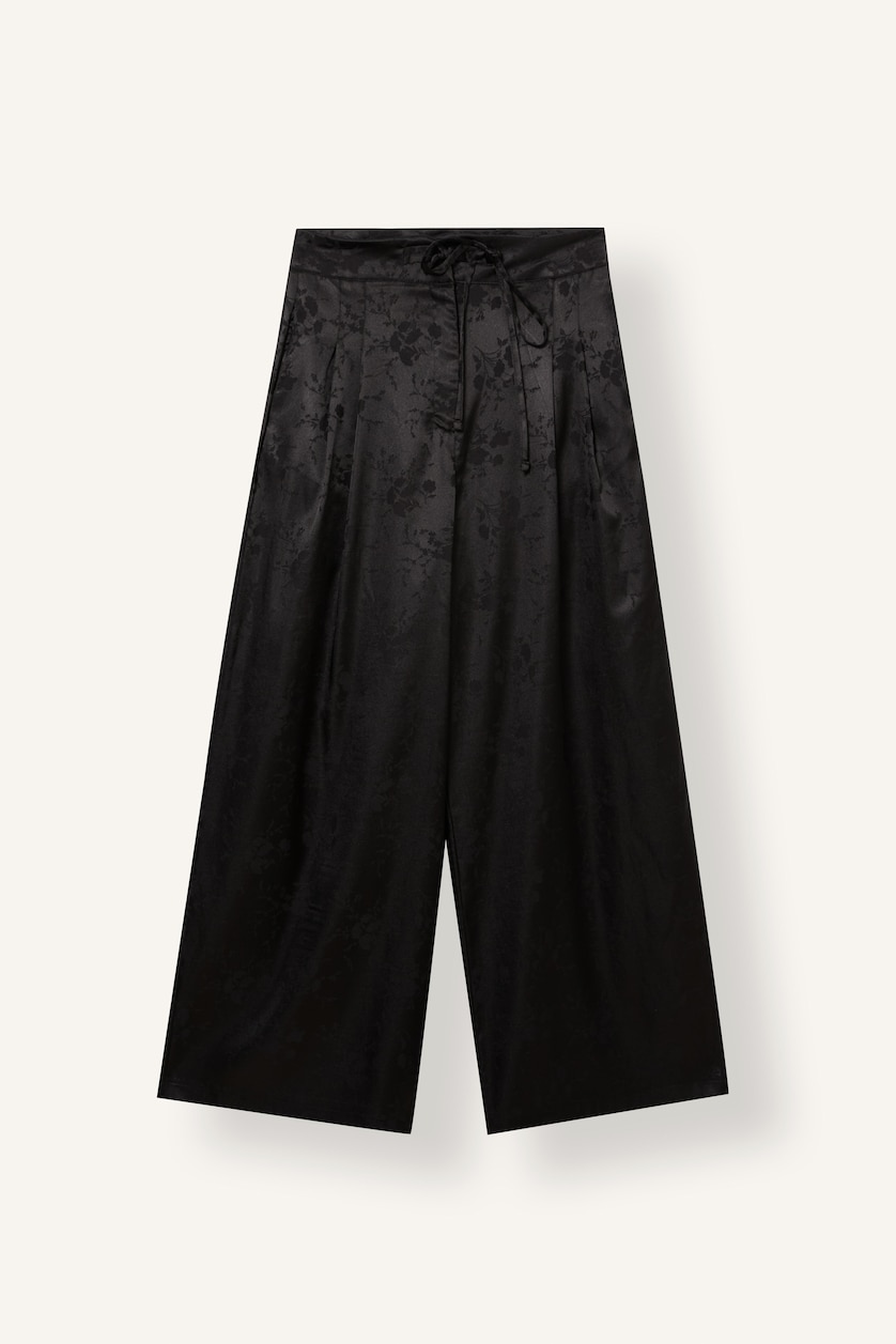 Women Black Normal Waist Wide Leg Trousers