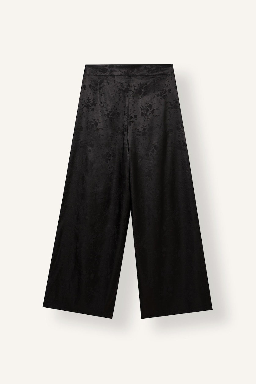 Women Black Normal Waist Wide Leg Trousers