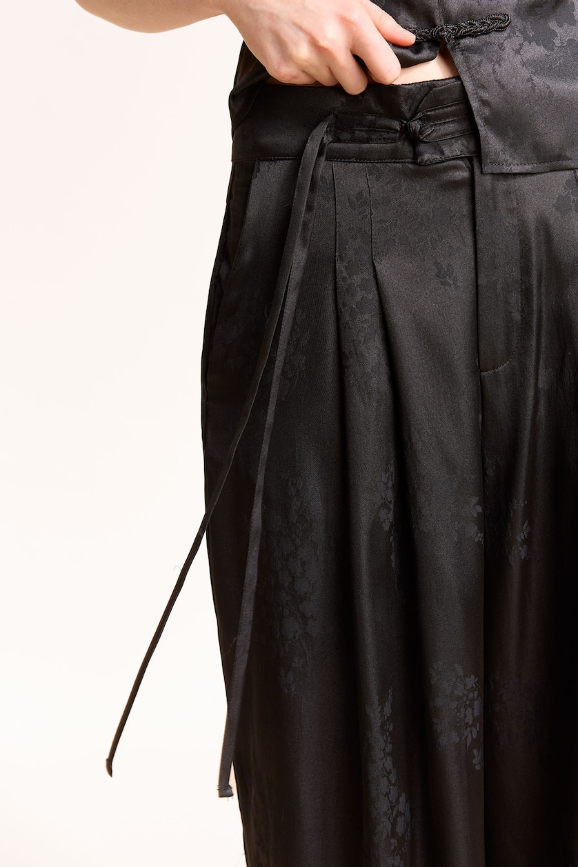 Woman Black Normal Waist Wide Leg Trousers