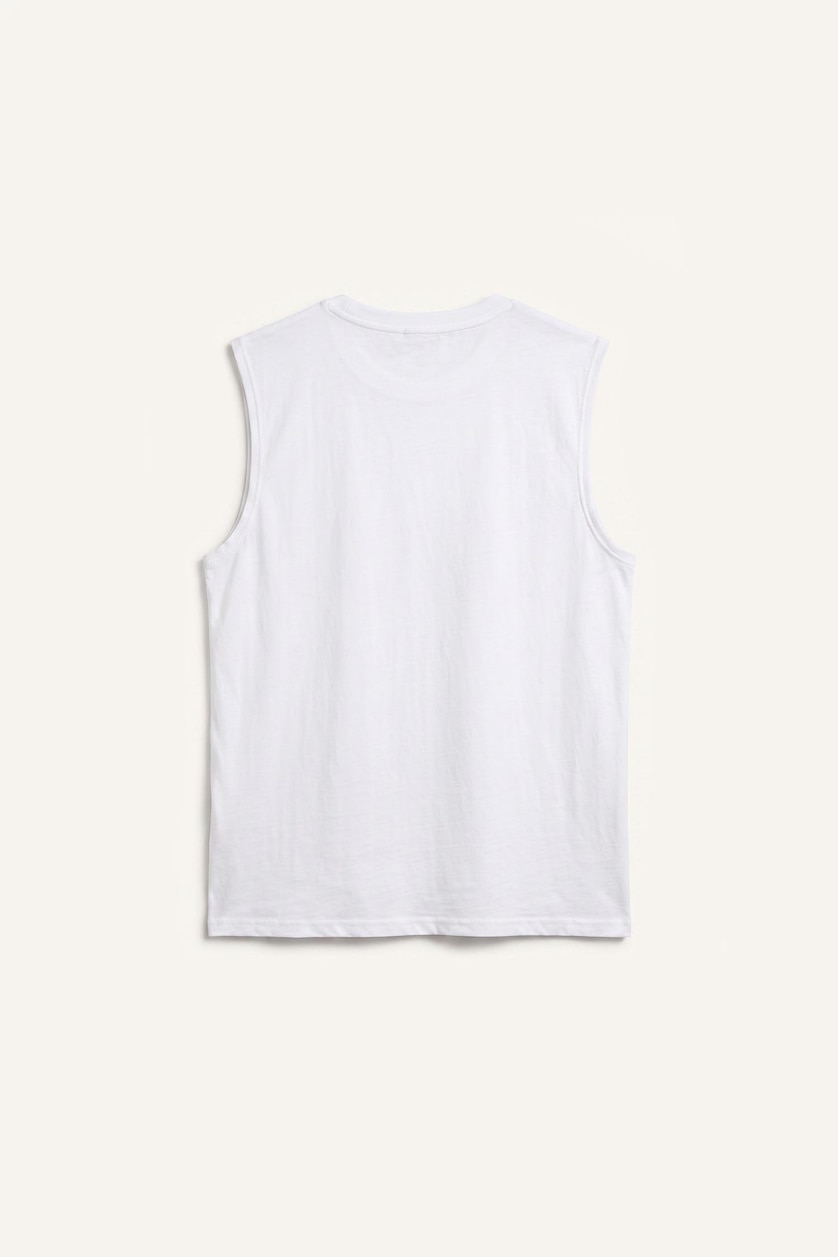 MAN White 100% Cotton Boxy Fit Ribbed White Tank Top