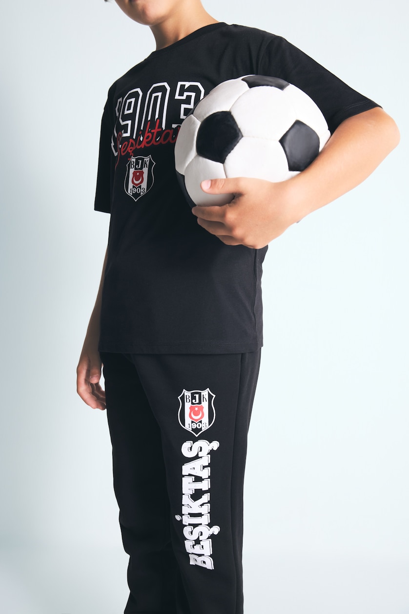 Erkek Çocuk - Genç Erkek Siyah Beşiktaş Baskılı Eşofman Altı Erkek Çocuk