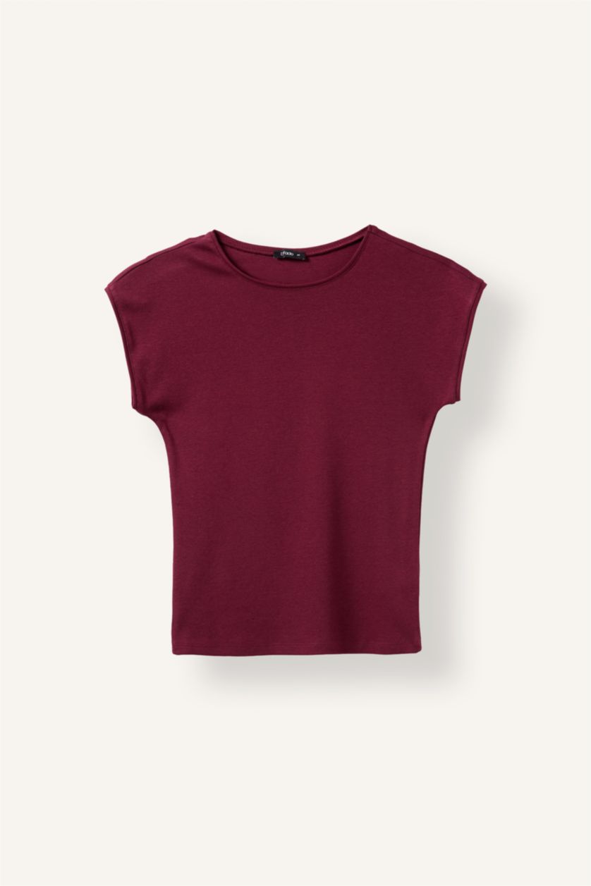 Women Bordeaux Slim Fit modal Short Sleeve T-Shirt