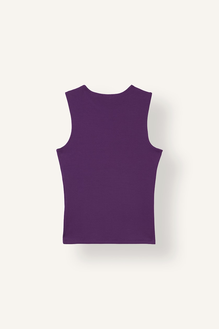 Kadın Mor Fitted Bisiklet Yaka Ribana Basic Atlet