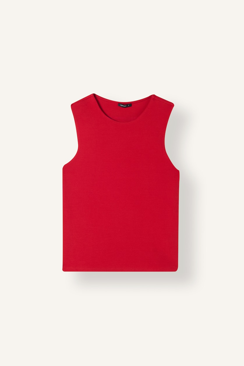 Kadın Kırmızı Fitted Bisiklet Yaka Ribana Basic Atlet