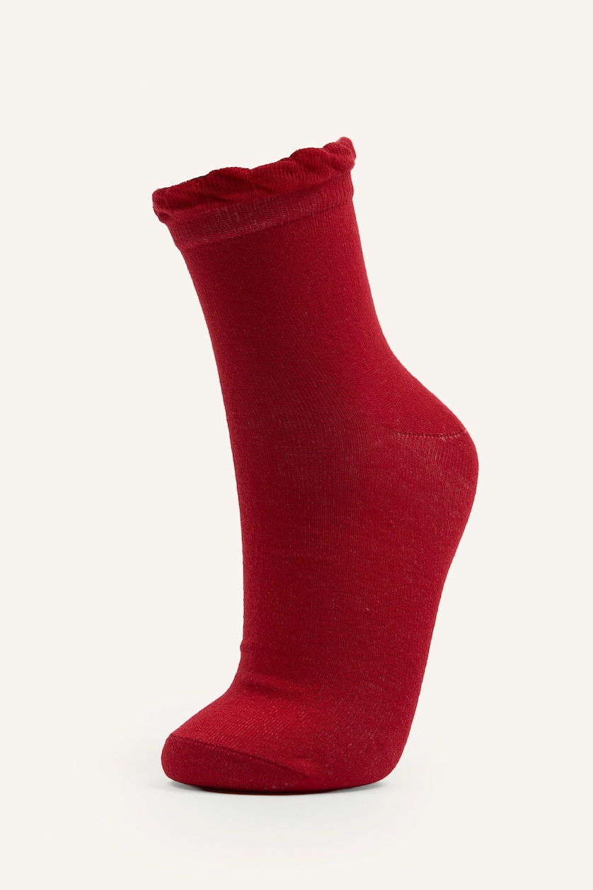 Women Bordeaux 5 Piece Cotton Short Socks