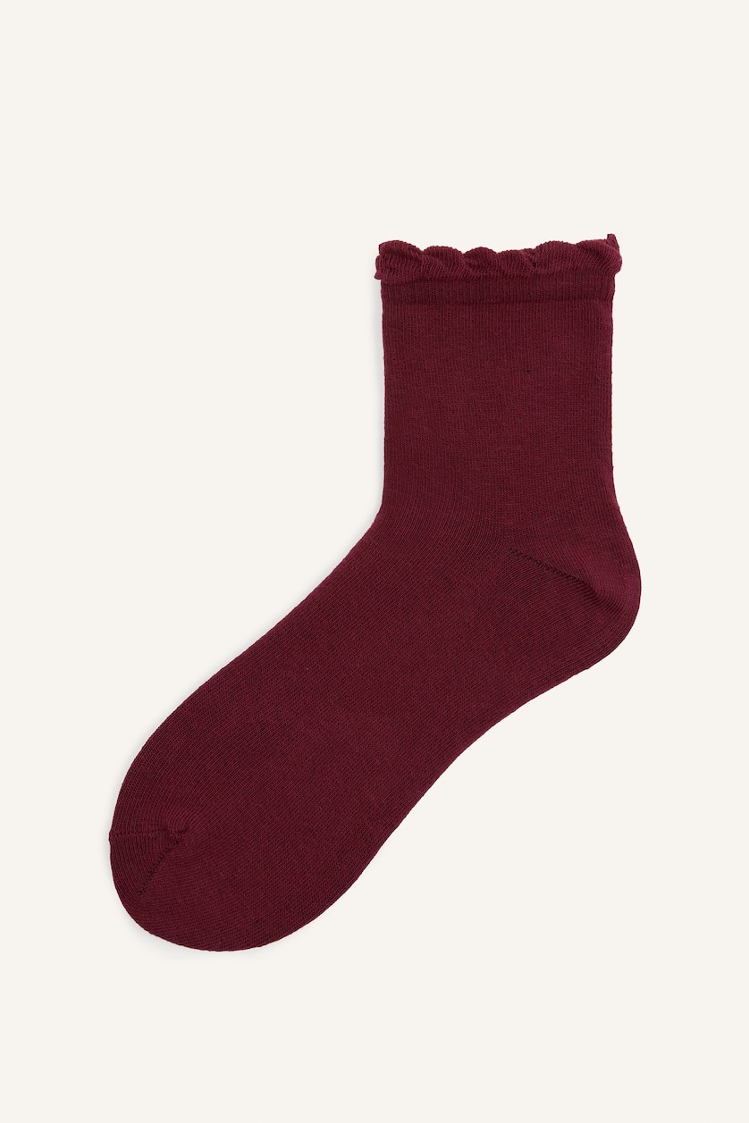 Women Bordeaux 5 Piece Cotton Short Socks