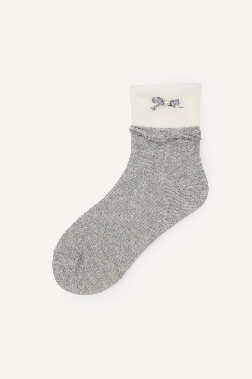 Women Grey 2 piece Cotton Short Socks