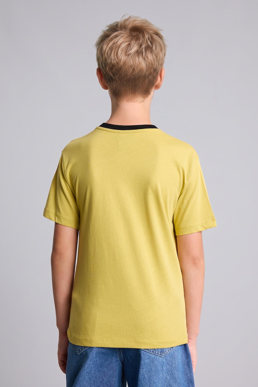 Young Boys - Teen Boys Yellow Printed Short Sleeve T-Shirt