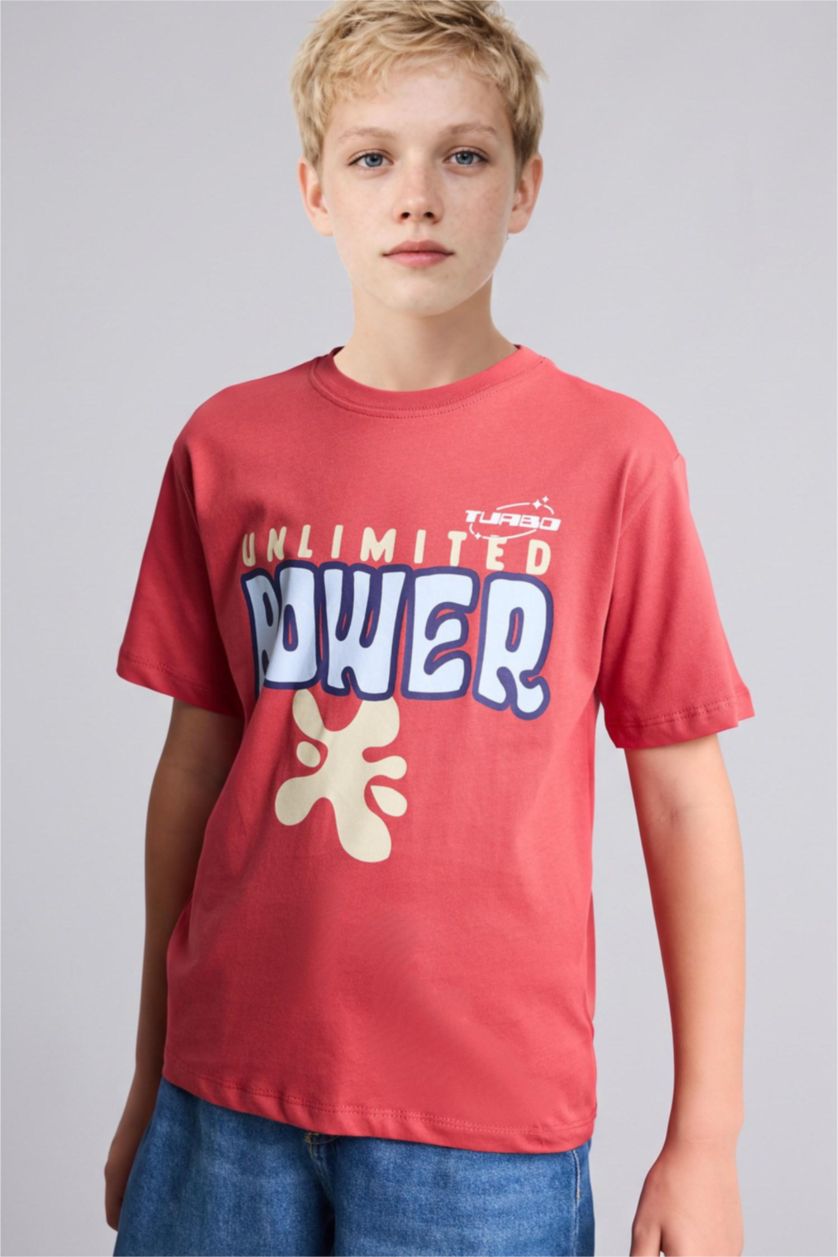 Boys & Teens Bordeaux Printed Short Sleeve T-Shirt