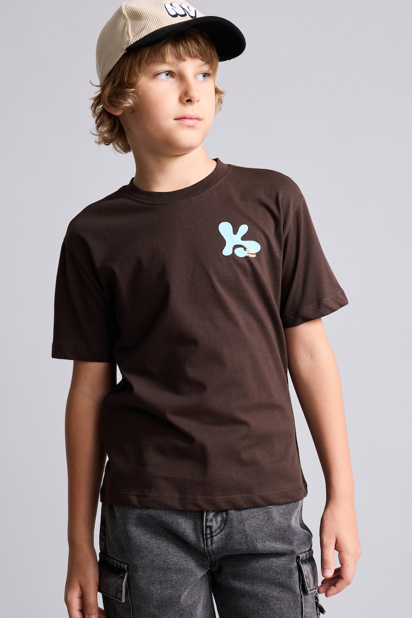 Young Boys - Teen Boys Brown Printed Short Sleeve T-Shirt