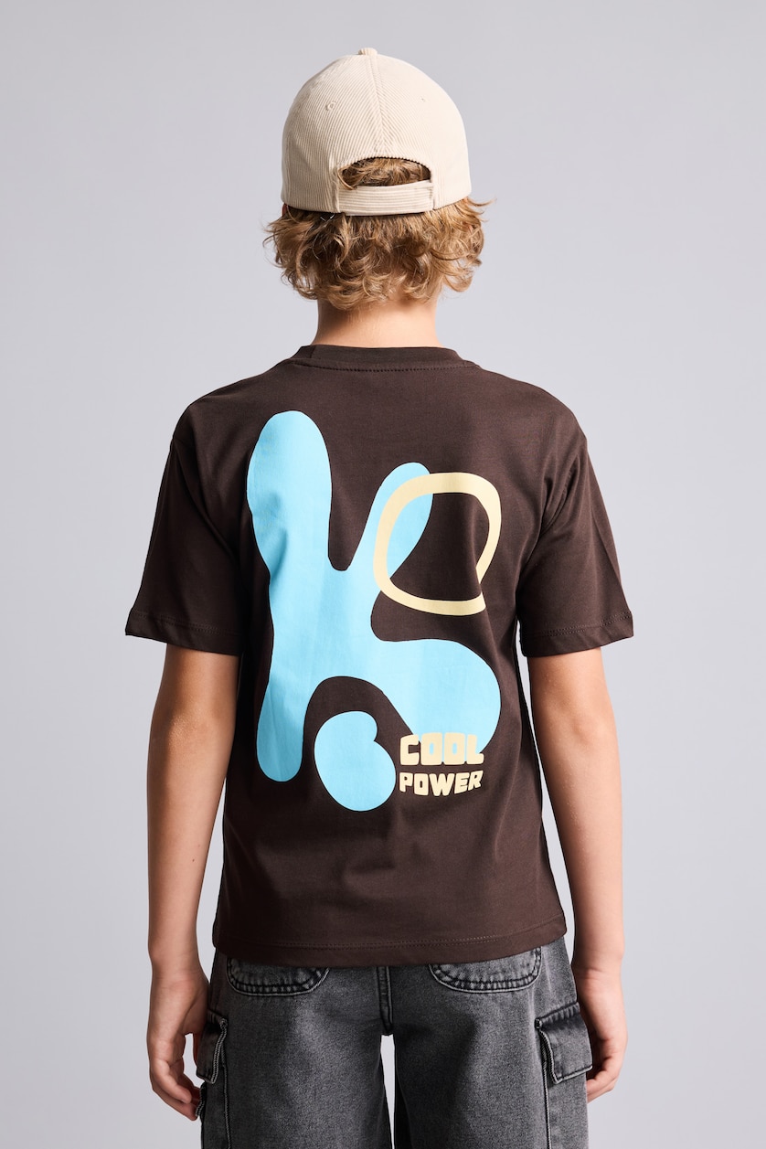 Young Boys - Teen Boys Brown Printed Short Sleeve T-Shirt