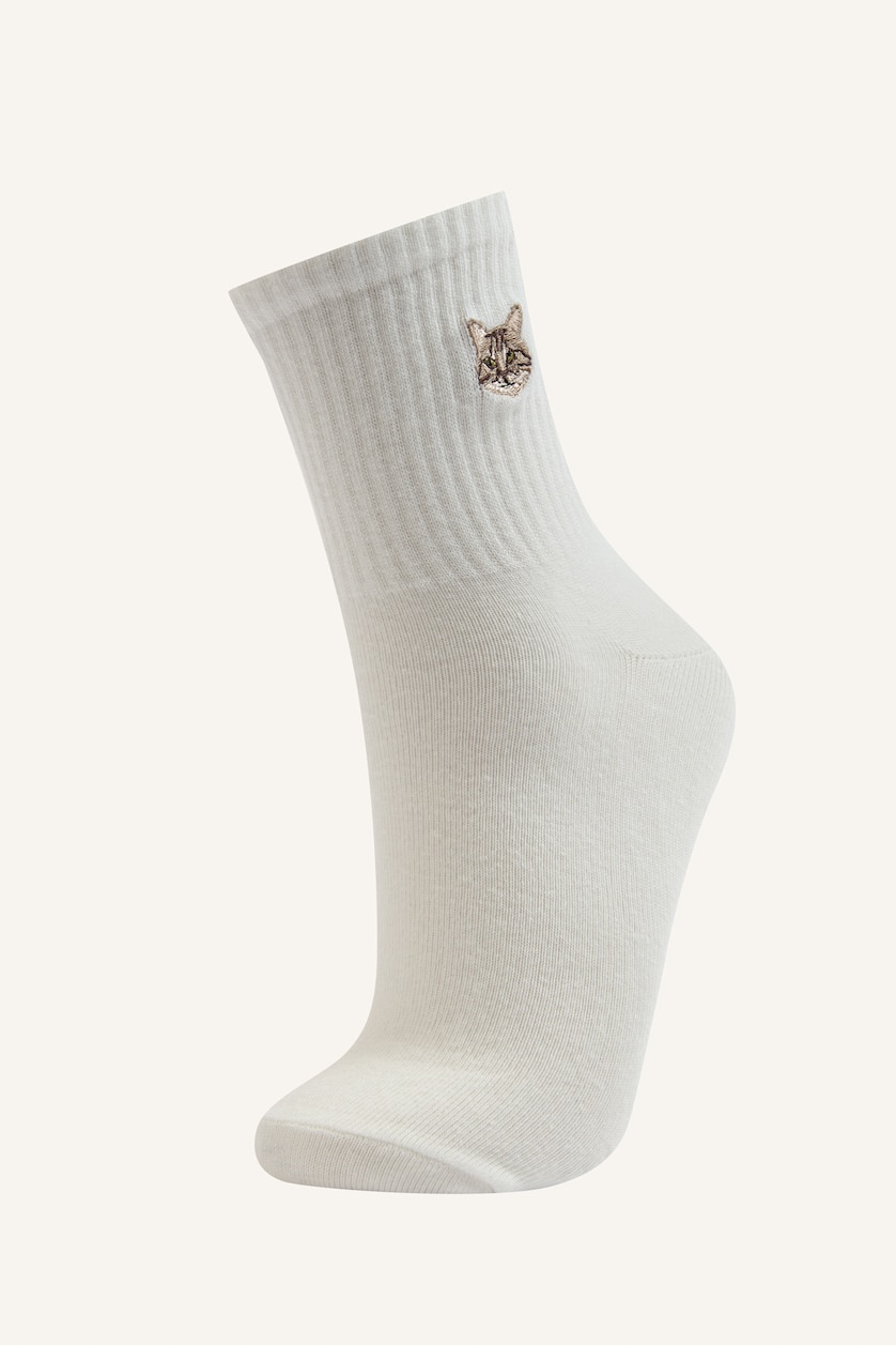 Women White 3 piece Cotton Short Socks