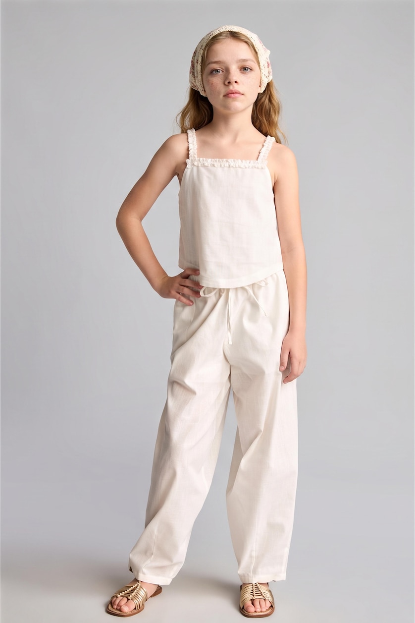 Young Girls - Teen Girls Ecru Girl Short Sleeve Blouse