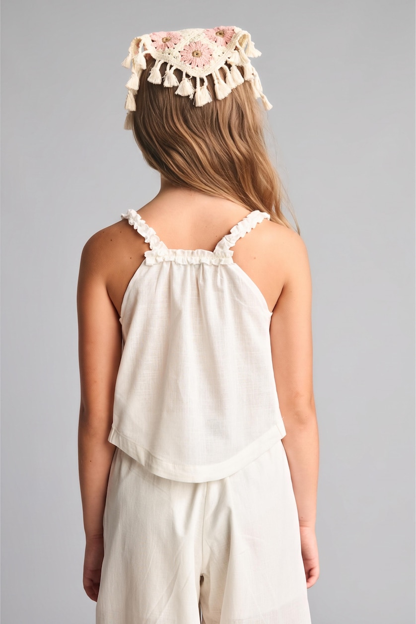 Young Girls - Teen Girls Ecru Girl Short Sleeve Blouse