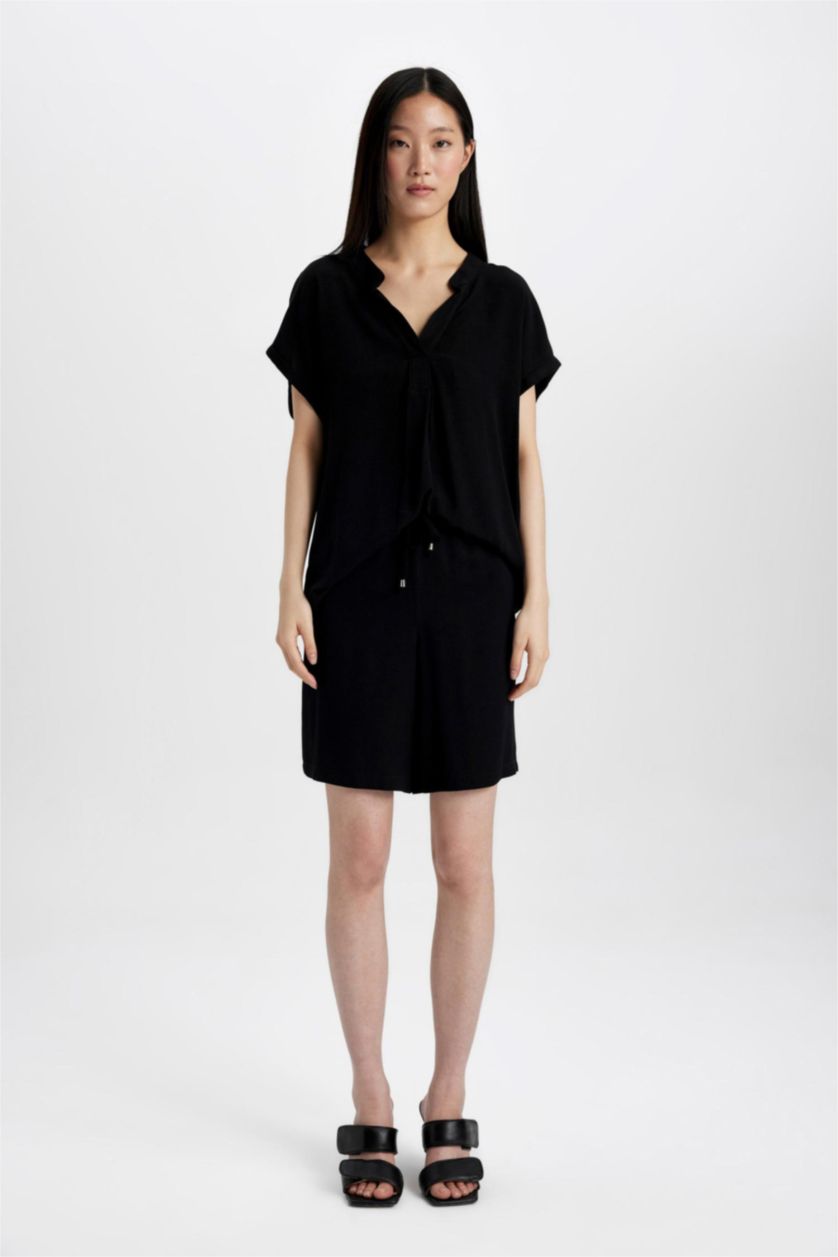 WOMAN Black Belmando High Waist Short Leg Shorts