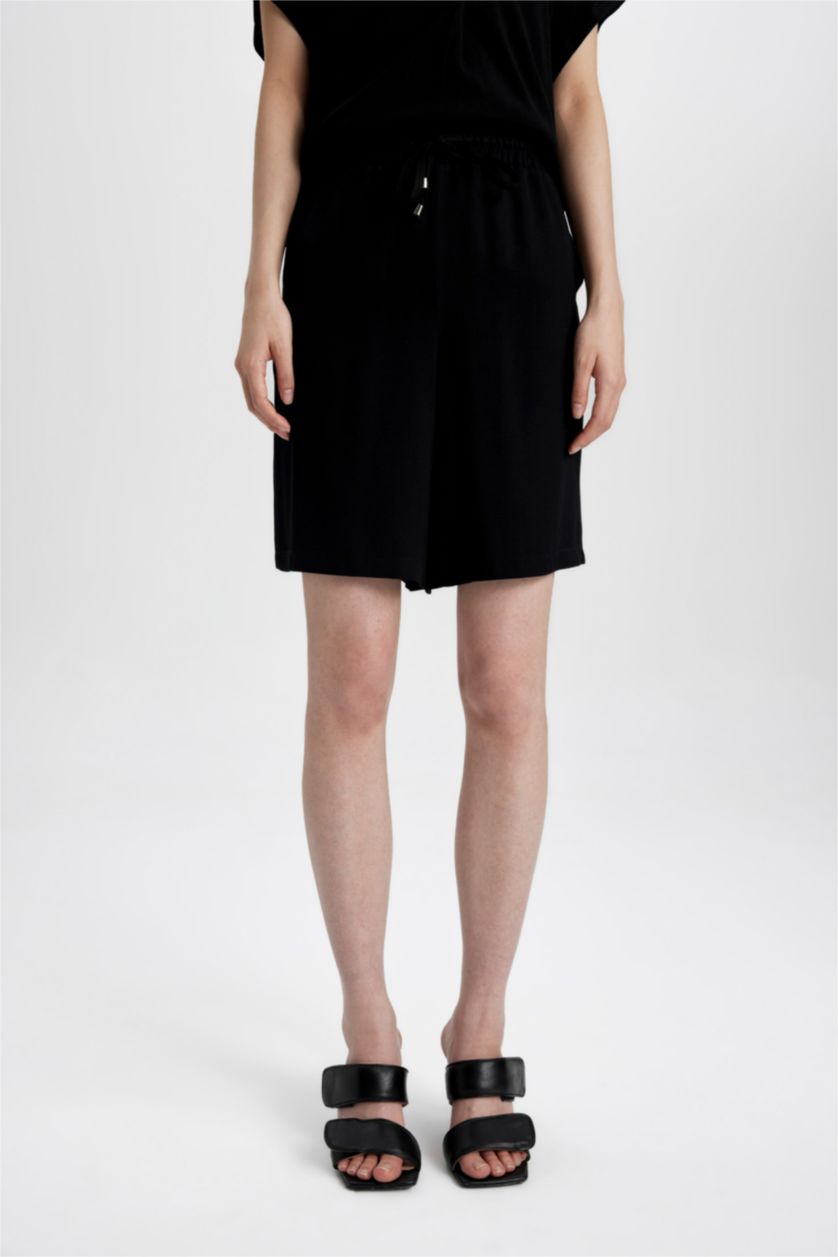 WOMAN Black Belmando High Waist Short Leg Shorts