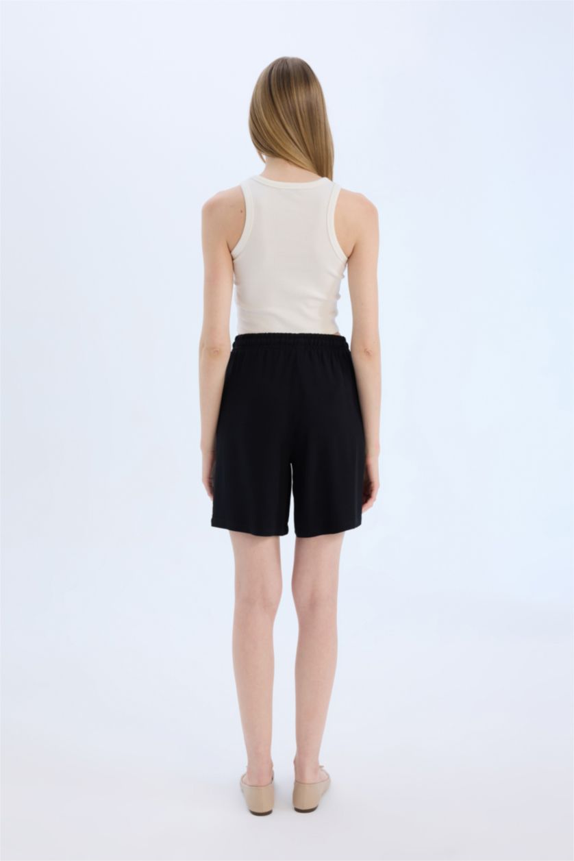 Kadın Siyah Yüksek Bel Kısa Paça Belmando Şort