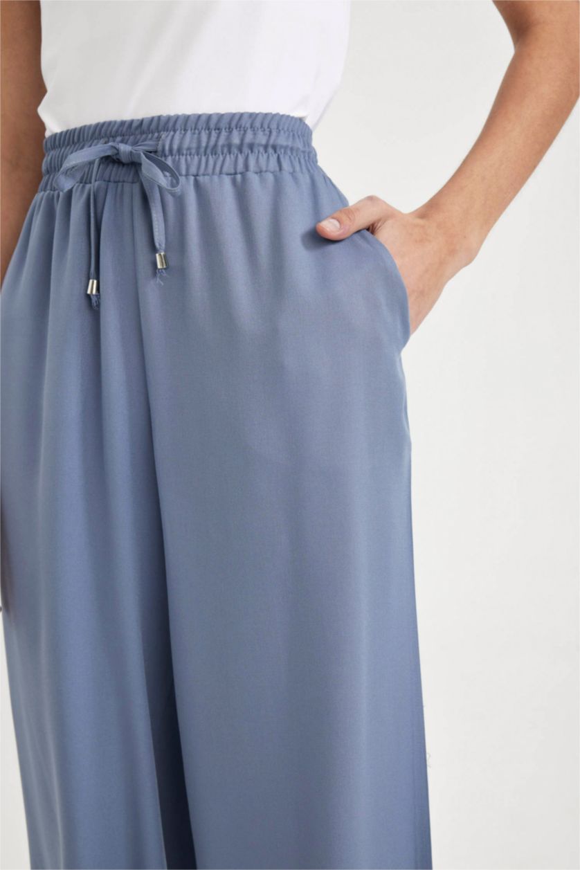 Kadın İndigo Yüksek Bel Crop Fit Belmando Kapri