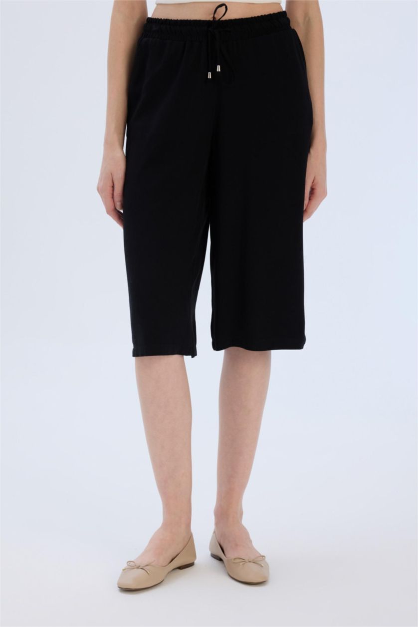 FEMME Noir Capri Pantacourt à Taille Haute en  Belmando