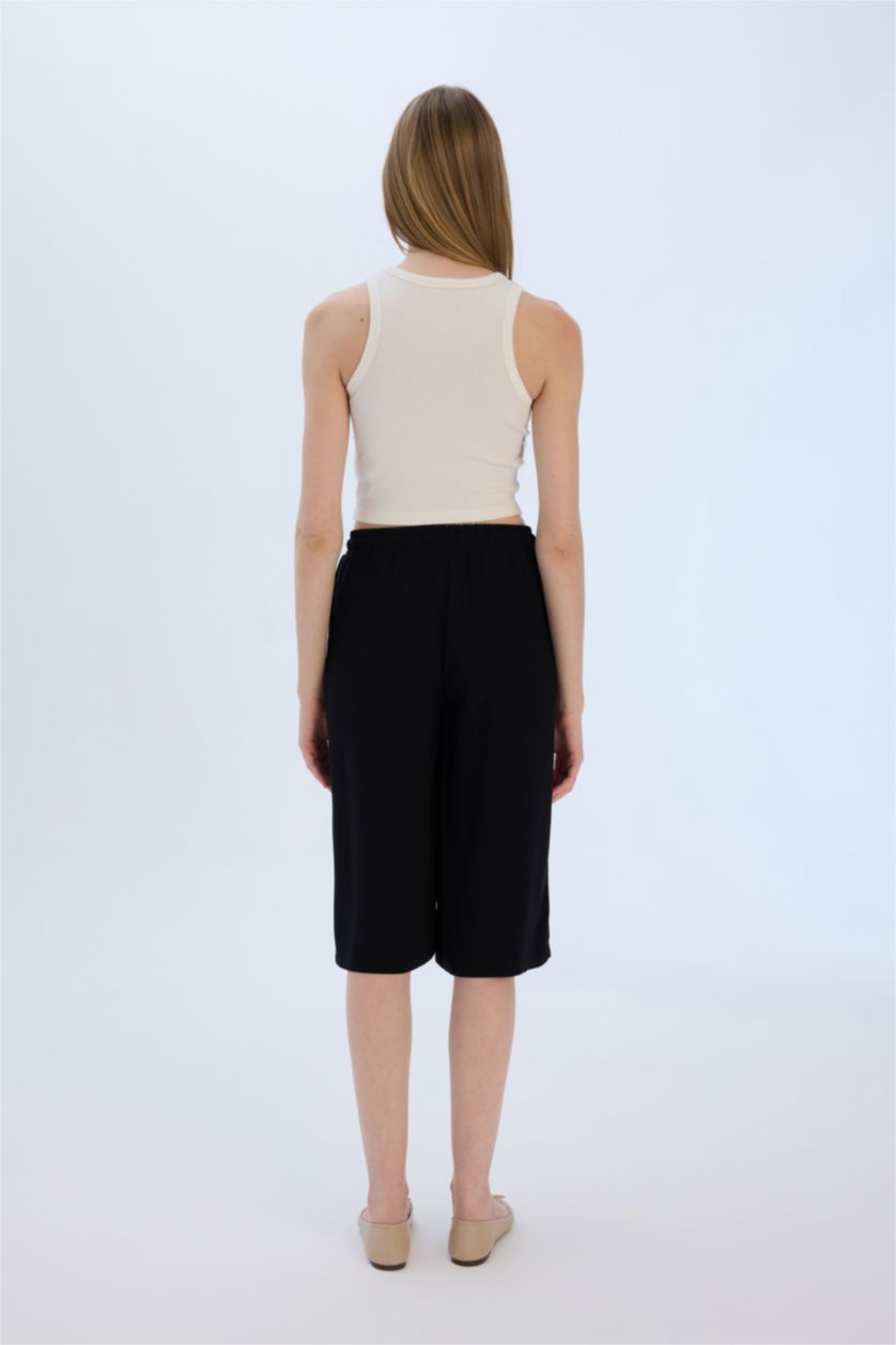 FEMME Noir Capri Pantacourt à Taille Haute en  Belmando