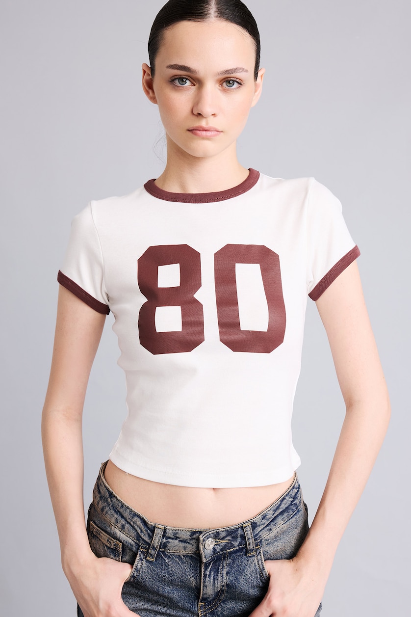 Women White Slim Fit Ribana Short Sleeve T-Shirt
