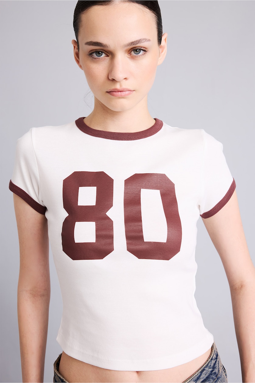 Women White Slim Fit Ribana Short Sleeve T-Shirt