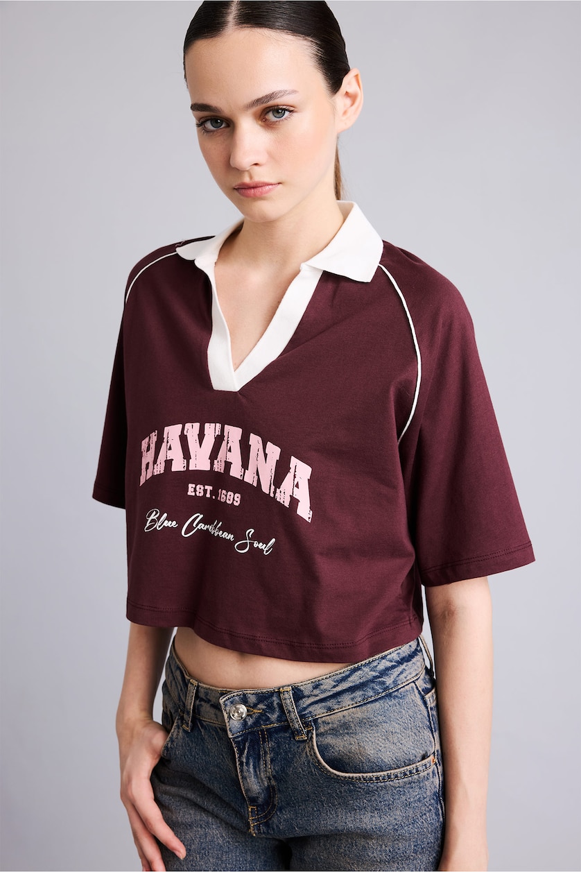 Women Bordeaux Oversize Fit Short Sleeve T-Shirt