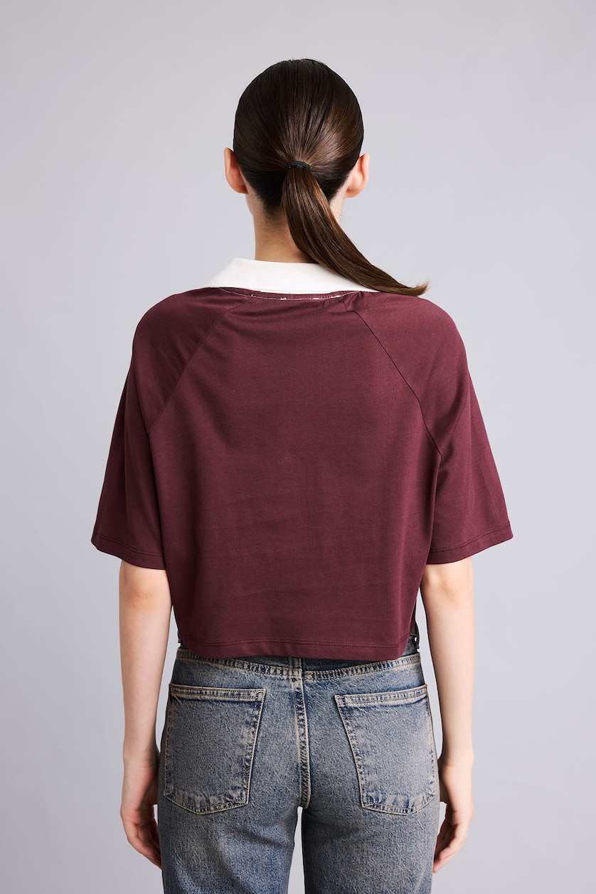 Women Bordeaux Oversize Fit Short Sleeve T-Shirt